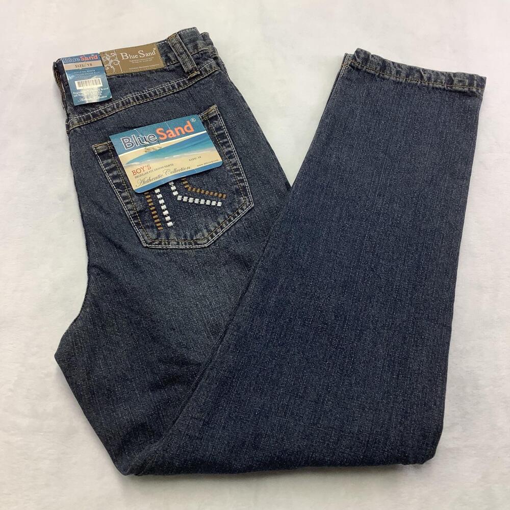Blue Sand Jeans Boys 18 Blue Denim Regular Straight Leg 29x28 Medium Wash